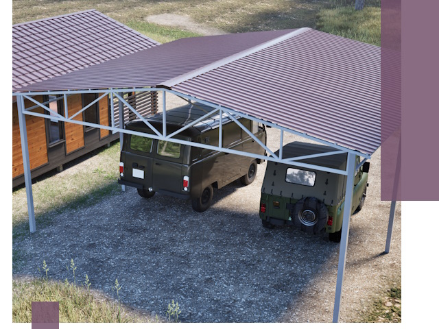 Двускатные навесы под ключ в Еманжелинске — изготовление и монтаж