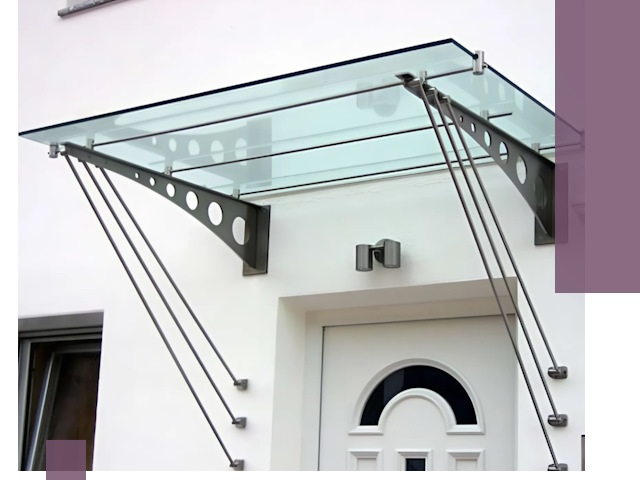 Козырьки над входом под ключ в Еманжелинске — изготовление и монтаж