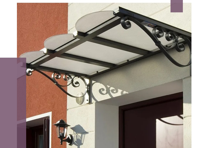 Односкатные козырьки в Еманжелинске от 8422 руб.  | ПРОЛЁТ-Мнж